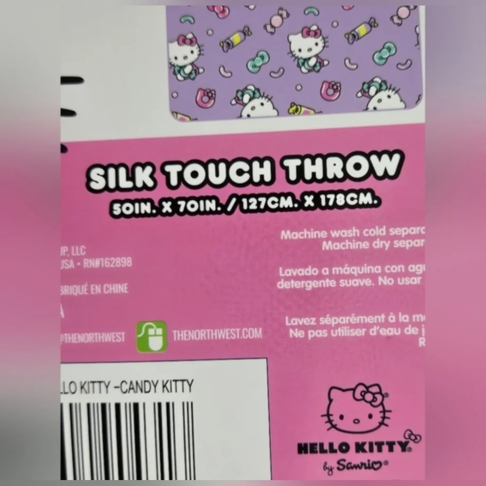 Hello Kitty Silk Touch Throw Blanket 50x70 Purple Candy Kitty Sanrio Plush NWT